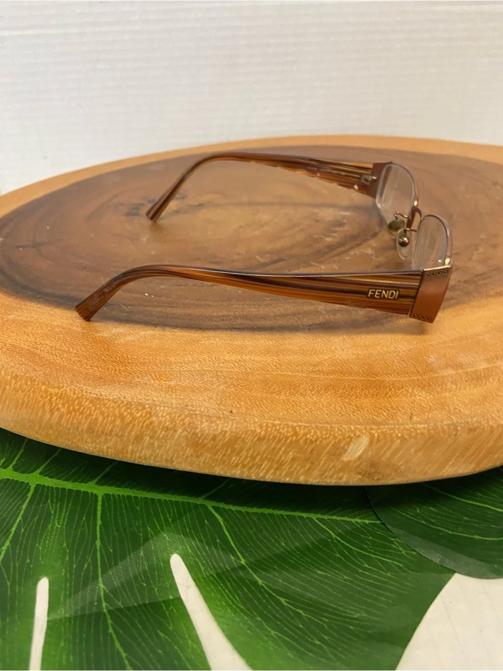 Fendi Woodgrain finish Eyeglasses Frames